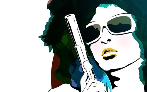 Retro Never Dies! - Wallpaper (1280x800) © Engin Korkmaz 2007(THIS DESIGN WAS STOLEN BY #creative #girl #gun #design #retro #sunglasses #digital #illustraton #beauty
