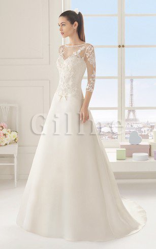 Abito da Sposa Semplice Senza Maniche con Tre Quarti Lunghezza Maniche Cuore Romantico