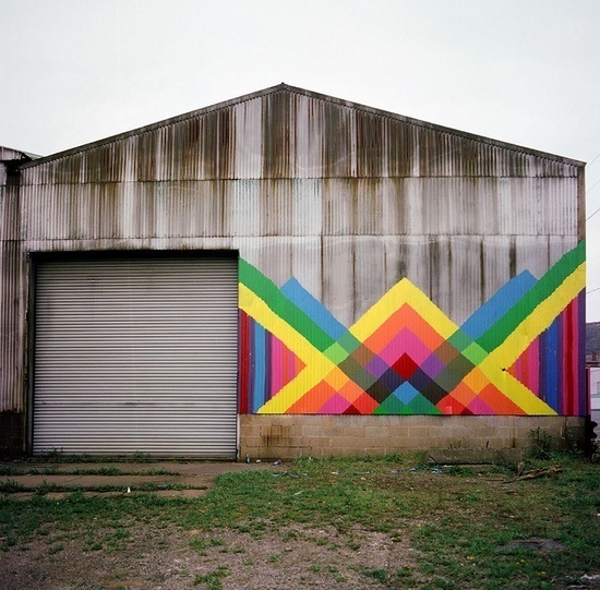 Maya Hayuk Barn Piece (2008) #wall #color #art #street
