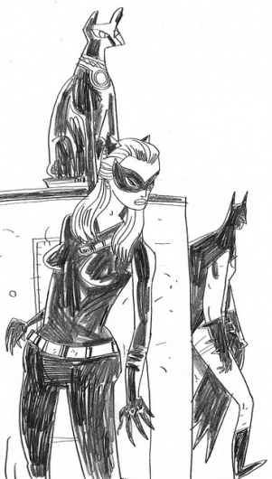 Catwoman Hiding from Batman Sketch | Flickr - Photo Sharing! #catwoman #jwc #batman #illustration #cartoon