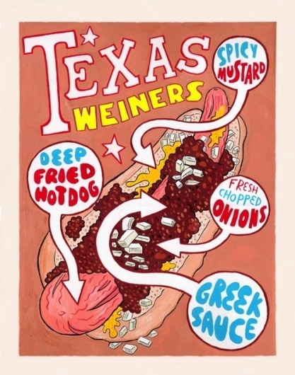 Hot Dog Of The Week: Texas Weiners | Serious Eats #typography #food #hot #illustration #dog