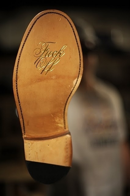 Quipsologies #emboss #script #classy #subtle #shoe #gold #typography