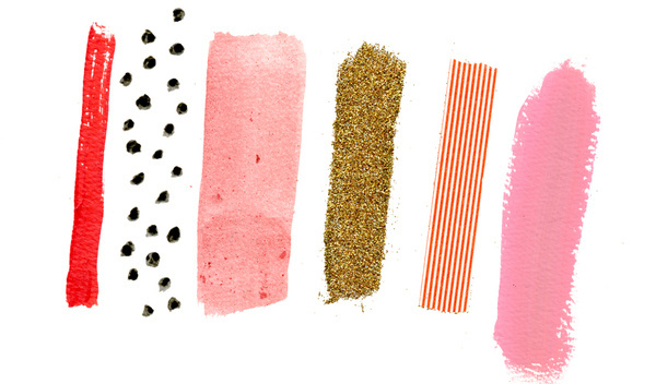 A R T W O R K Jessica Bruggink #paint #tape #line #red #pink #watercolor #dots #gold
