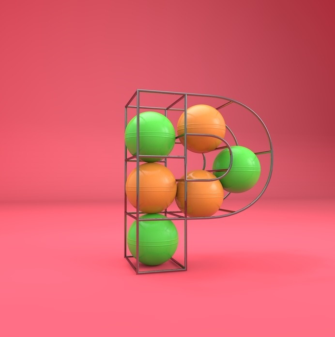 P - Gym ball cage #lettering #cgi #design #poster #3d #typography