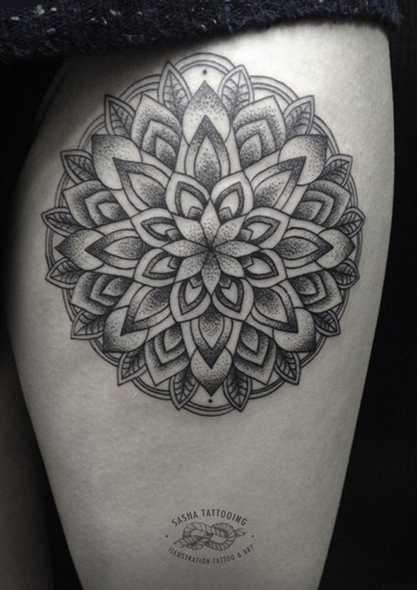 Thigh Mandala Tattoo