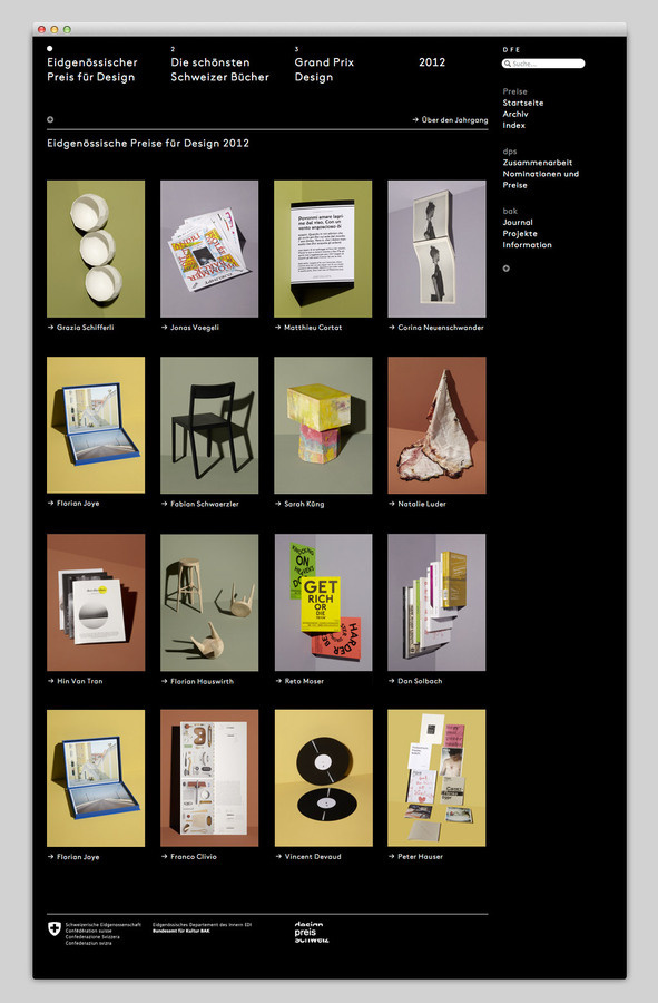 Swiss Federal Design Awards #website #layout #design #web