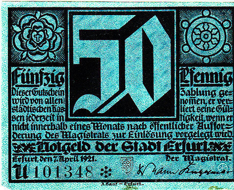 Erfurt, 50 pf, 1921 on Flickr Photo Sharing! #blackletter #vintage #typography
