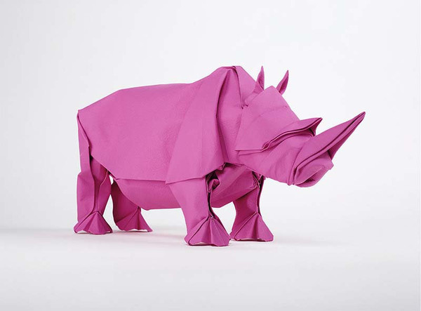 CJWHO ™ #pink #rhino #origami #art