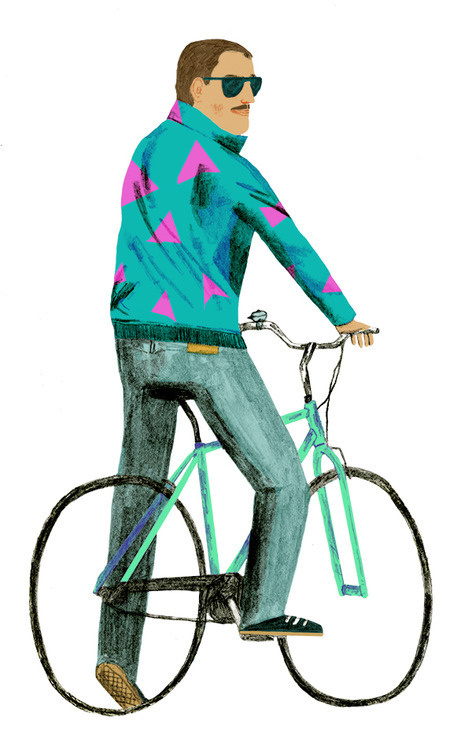 80s shell suit jacket guy on a bike.
