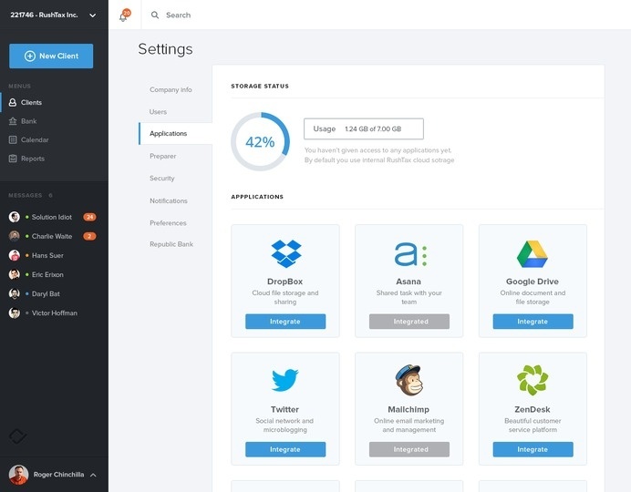 Rushtax-applications #dashboard