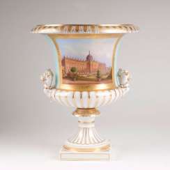 Significant crater vase with a view of the 'New Palace' to Carl Daniel Freydanck. #Sets #Teasets #Porcelainsets #Antiqueplates #Plates #Wallplates #Figures #Porcelainfigurines #porcelain