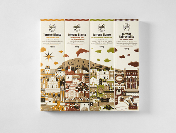 Sabadì – I Torroni on Behance #nougat #landscape #illustration #series #package