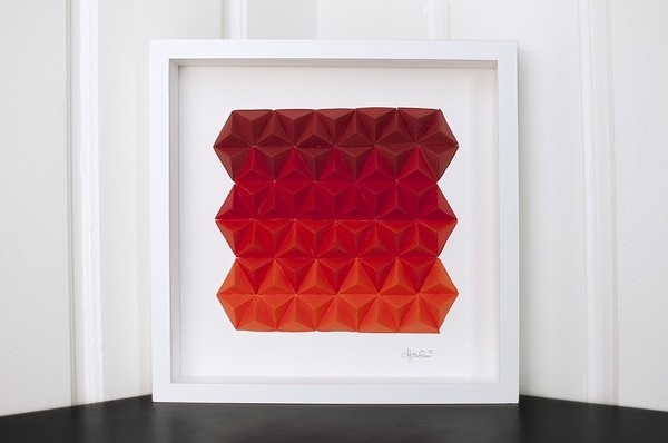 Red Paper Tops, by Cecilia Hedin #mountain #geometry #red #modern #triangle #minimal #gradient #pyramid #tops #paper #high