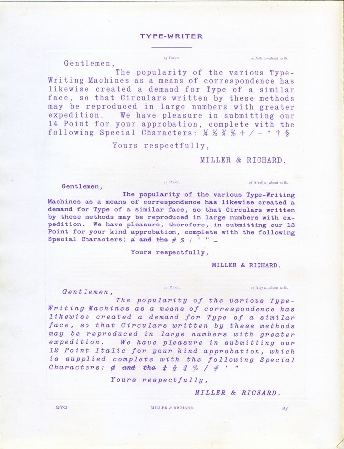 Miller & Richard type writer fonts #type #specimen
