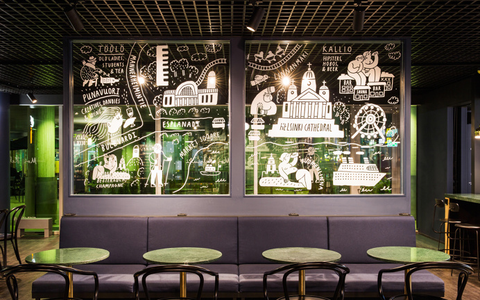 Moi Helsinki by Bond, Finland #interior #illustration #brand #type #identity #environmental