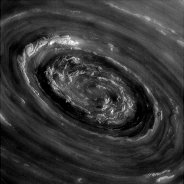 Center of Saturn's North Polar Vortex #white #saturn #& #space #black #photography #storm #planets
