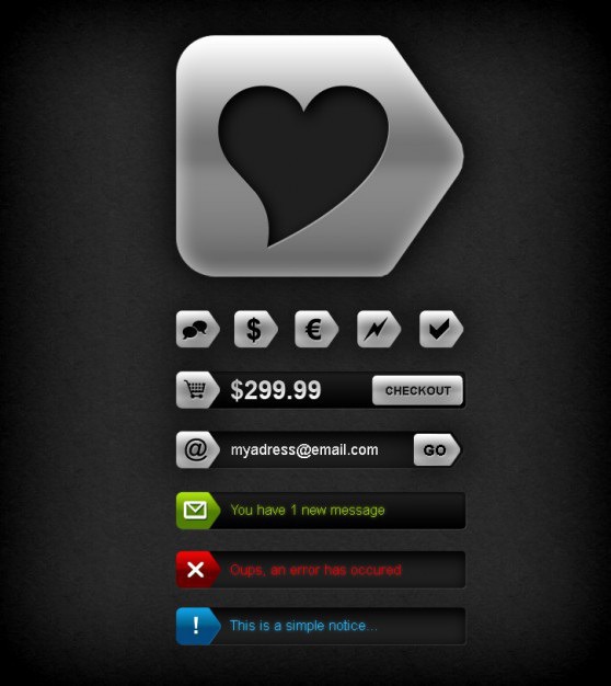 Arrow arrowed cart checkout dark dollar elegant error euro form go grey icon love mail message metal notice pm rounded set shopping silver validate Free Psd. See more inspiration related to Arrow, Love, Icon, Shopping, Metal, Silver, Elegant, Mail, Shopping cart, Form, Grey, Message, Dollar, Cart, Dark, Notice, Euro, Mail icon, Icon set, Error, Arrow icon, Set, Vertical, Rounded, Checkout and Validate on Freepik.