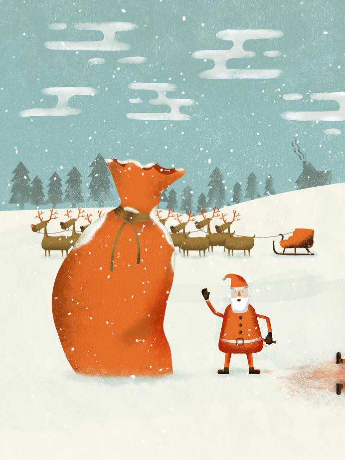#illustration #santa #christmas #reindeer #character