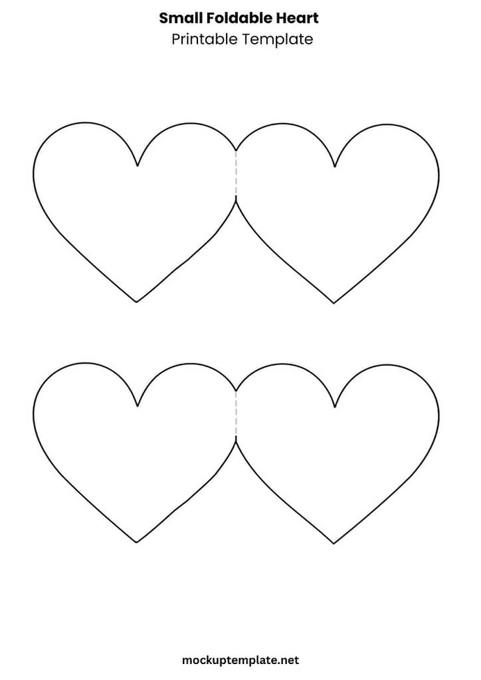 Small Foldable Heart Printable Template