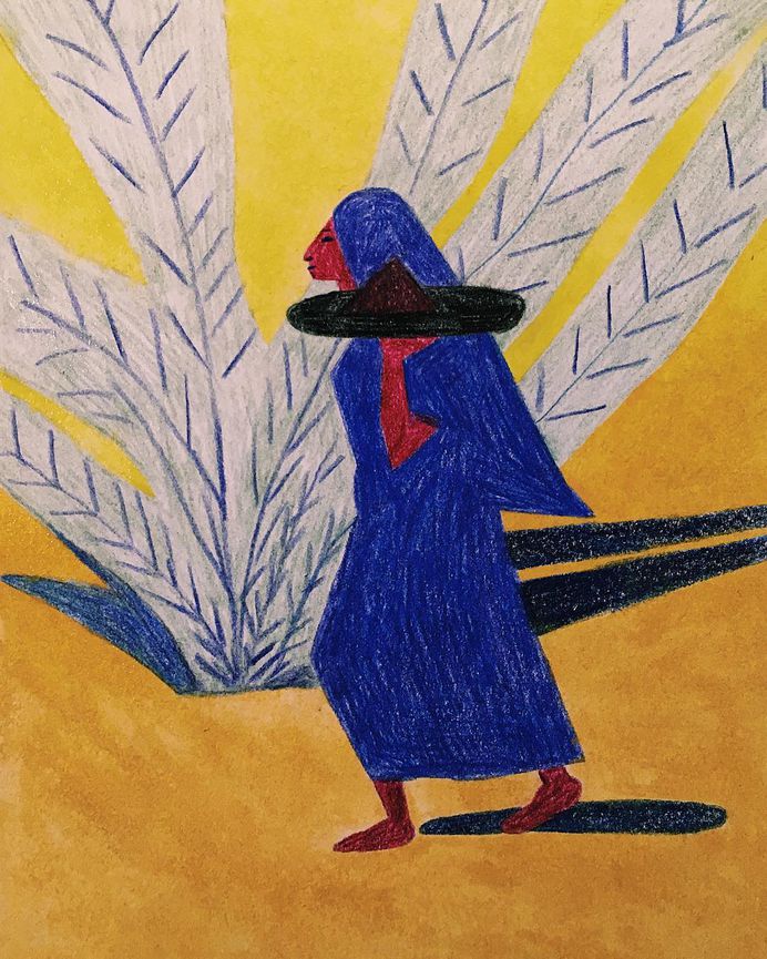 Day 32 with #бытьхудожником100. Copy of Martiros Saryan artwork. Paper, color pencils, gouache.