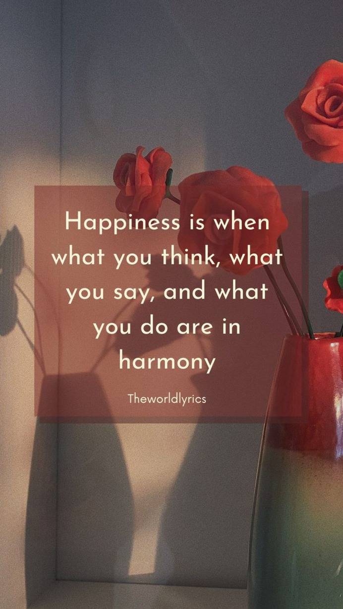 #Happiness is when what you think, what you say, and what you do are in #harmony. #quotes