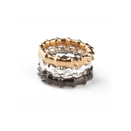 Silver Stackable Ring — SMITH/GREY Jewellery Design Studio #rings #pattern #silver #black #gold