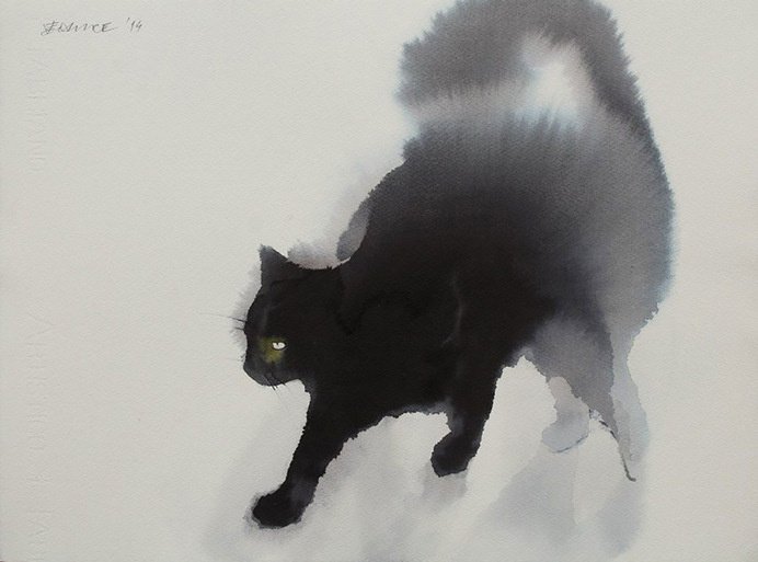 KONING — Black Ink Cats by Serbian artist Endre Penovác.... #illustration #cat #black