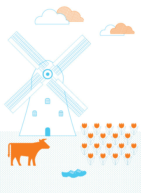 dutch rural landscape #netherlands #landscape #digital #illustration #rural #dutch #tulips