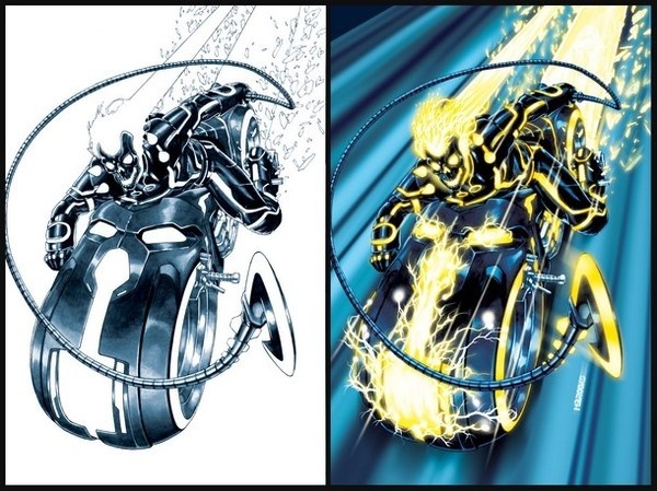 Tron Legacy and Ghost Rider artistic comics #comic #superheroes #marvel #artist #comics