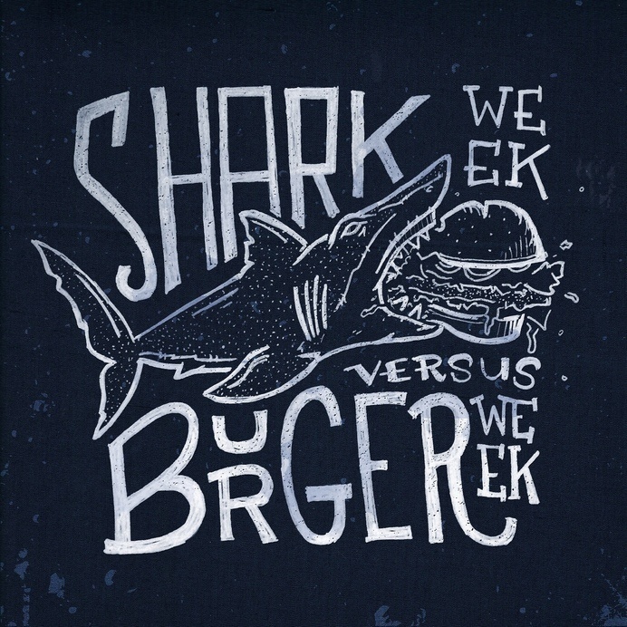 Shark Week vs Burger Week #teeth #sharkweek2014 #handlettering #goodtype #sharkweek #sharky #sharks #burgerweek #illustration #handtype #handletter #hamburger #type #burgerweek2014 #sketch #typography
