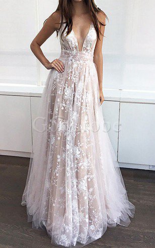 Robe de bal classique v col profonde manche nulle ligne a longueur au ras du sol