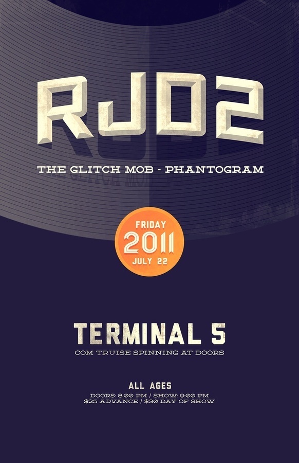Design / RJD2 / Glitchmob / Phantogram poster I designed this summer, although never used (outtak... #music #design #poster #typography