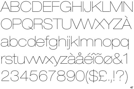 Helvetica Neue Ultra Light Extended #10
