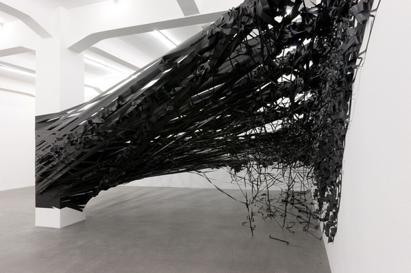 Monika Grzymalas 3D Tape Drawing Explodes onto the Walls of Galerie Crone #tape #installation