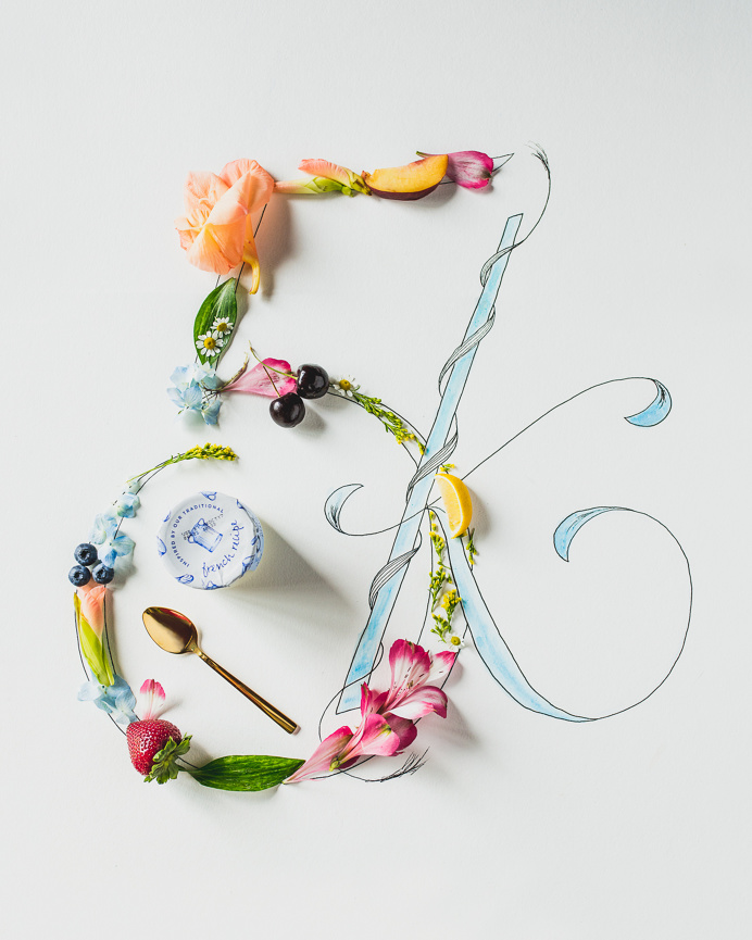 Oui, yoplait, flowers, lettering