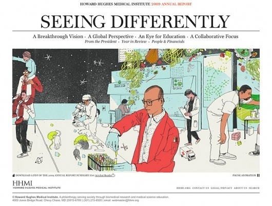 HHMI 2009 annual report | VSA Partners #vsa #hhmi #annual #illustration #report #partners