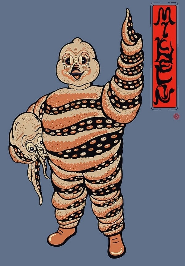"WHO'S THE REAL MICHELIN?" series of work from shanghai based graphic designer KZENG /// NeochaEDGE /// #man #squid