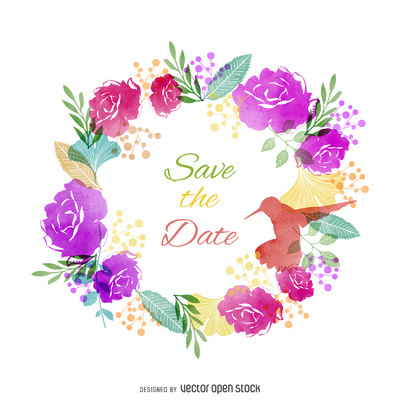 Save the date watercolor label http://bit.ly/29kwqOU