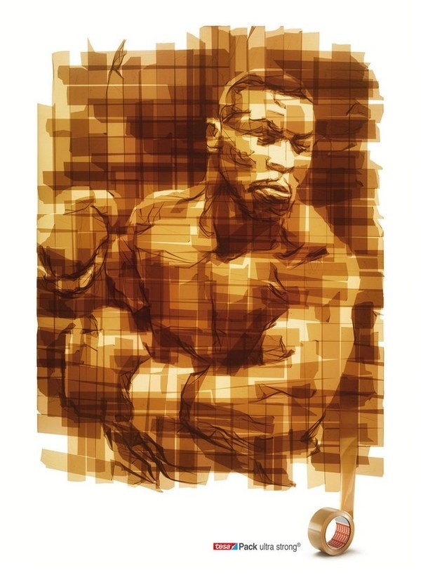 Painting from Tesa tape Boxer #portraits #tape #art #paintings