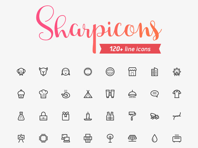 Sharpicons : 120 Free Line Icons