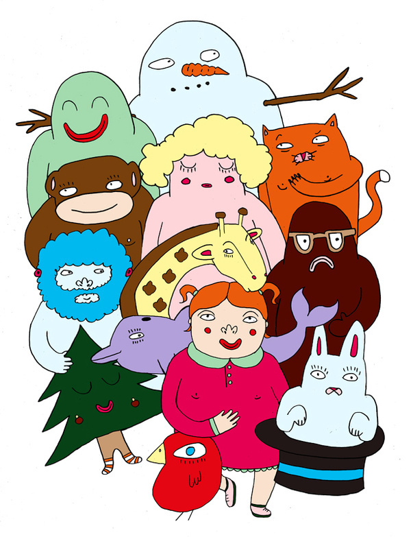 drawing #illustration #christmas #animals #group
