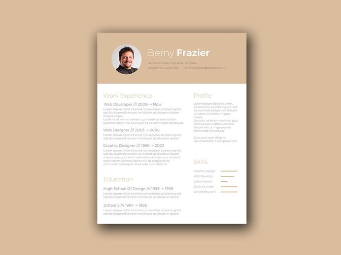 Free Brown Themed Resume Template
