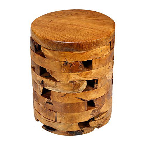 Handcrafted Teakwood Side Table in White