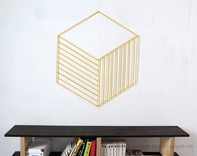 33-woodstick #optical #illusion #stick #wall #art #diy