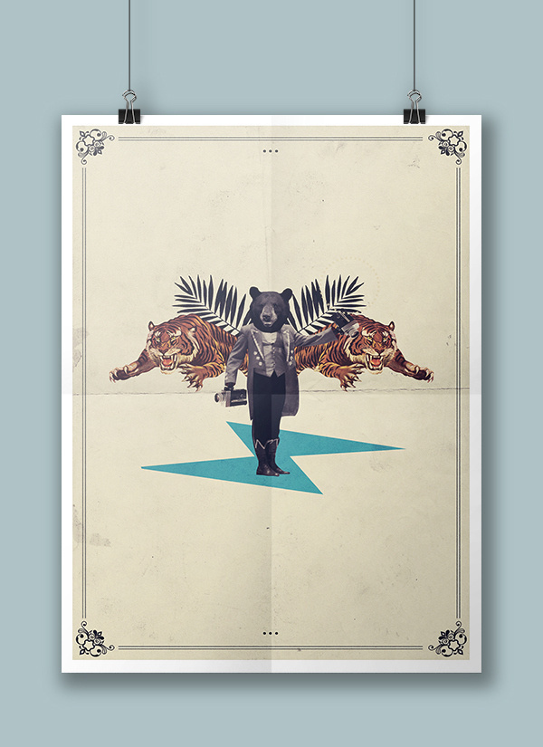 The training Show on Behance #vintage #poster #bear #tiger #collage #magazine
