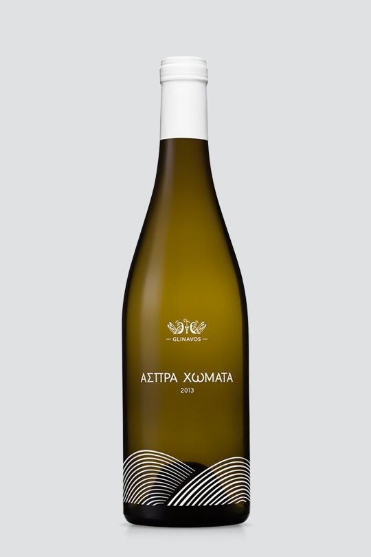 "Aspra Homata" is a wine label of "Domaine Glinavos" and was named after the homonymous vineyards in Zitsa of Ioannina, Greece. This #white #greek #premium #packaging #design #label #wine #glinavos #traditional #domaine #silkprint #typography