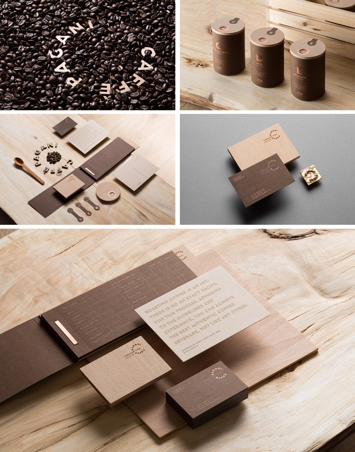 coffee branding wood presentation