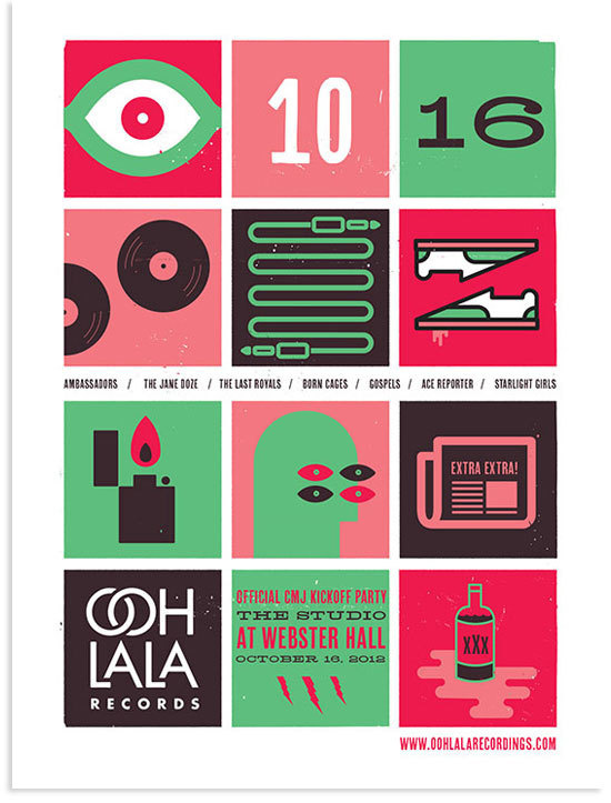 Ooh La La Records CMJ poster #haigh #print #design #screen #martino #poster