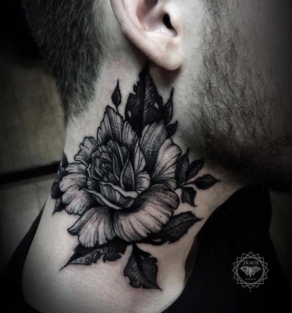#Blackwork of a #flower for men
