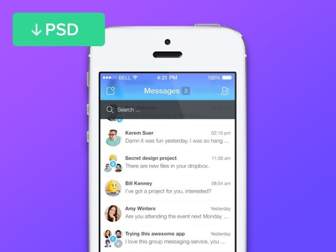 Message App UI PSD